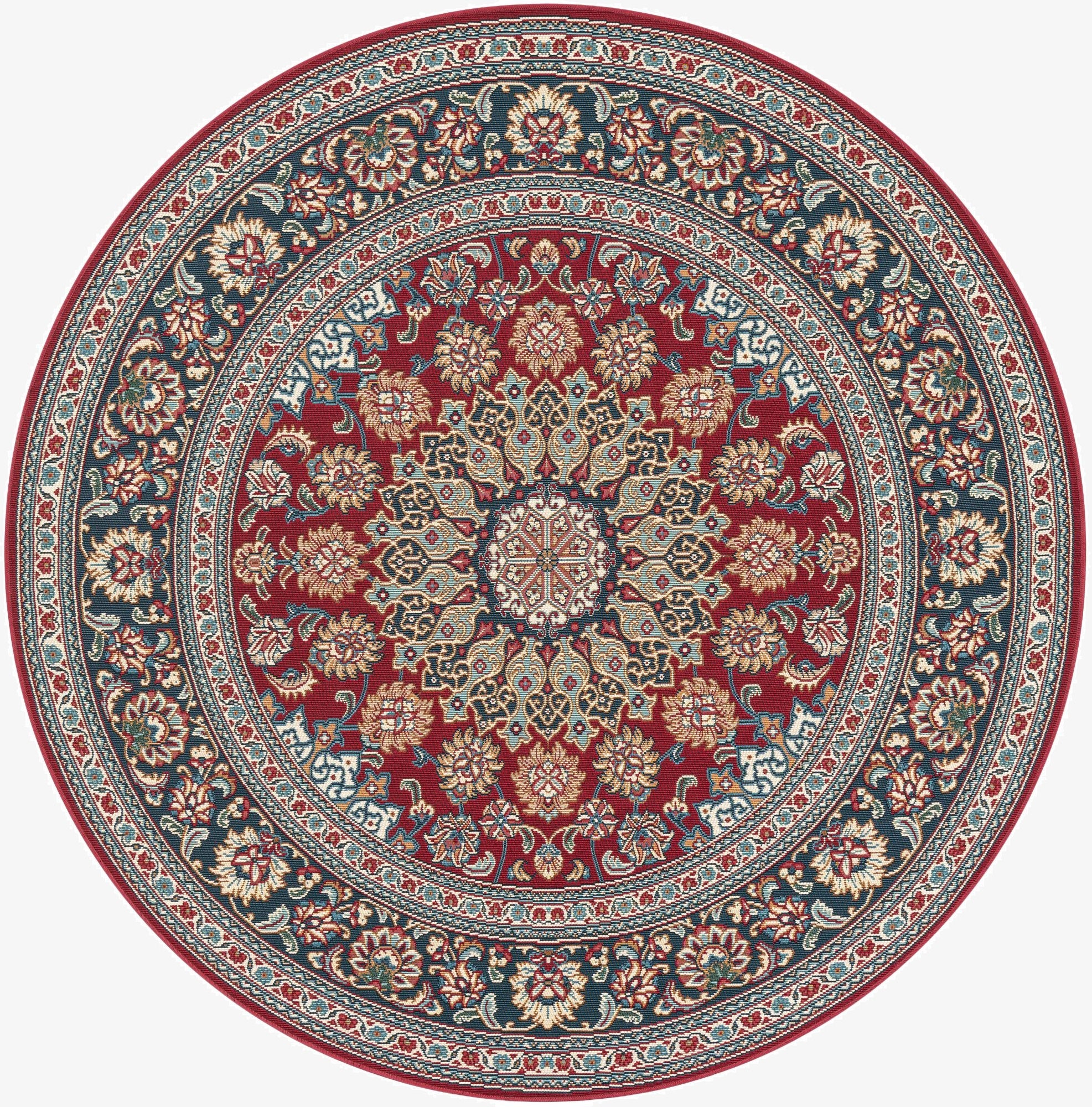 6' 1 x 6' 1  Washable Traditional Indoor / Outdoor Round Rug