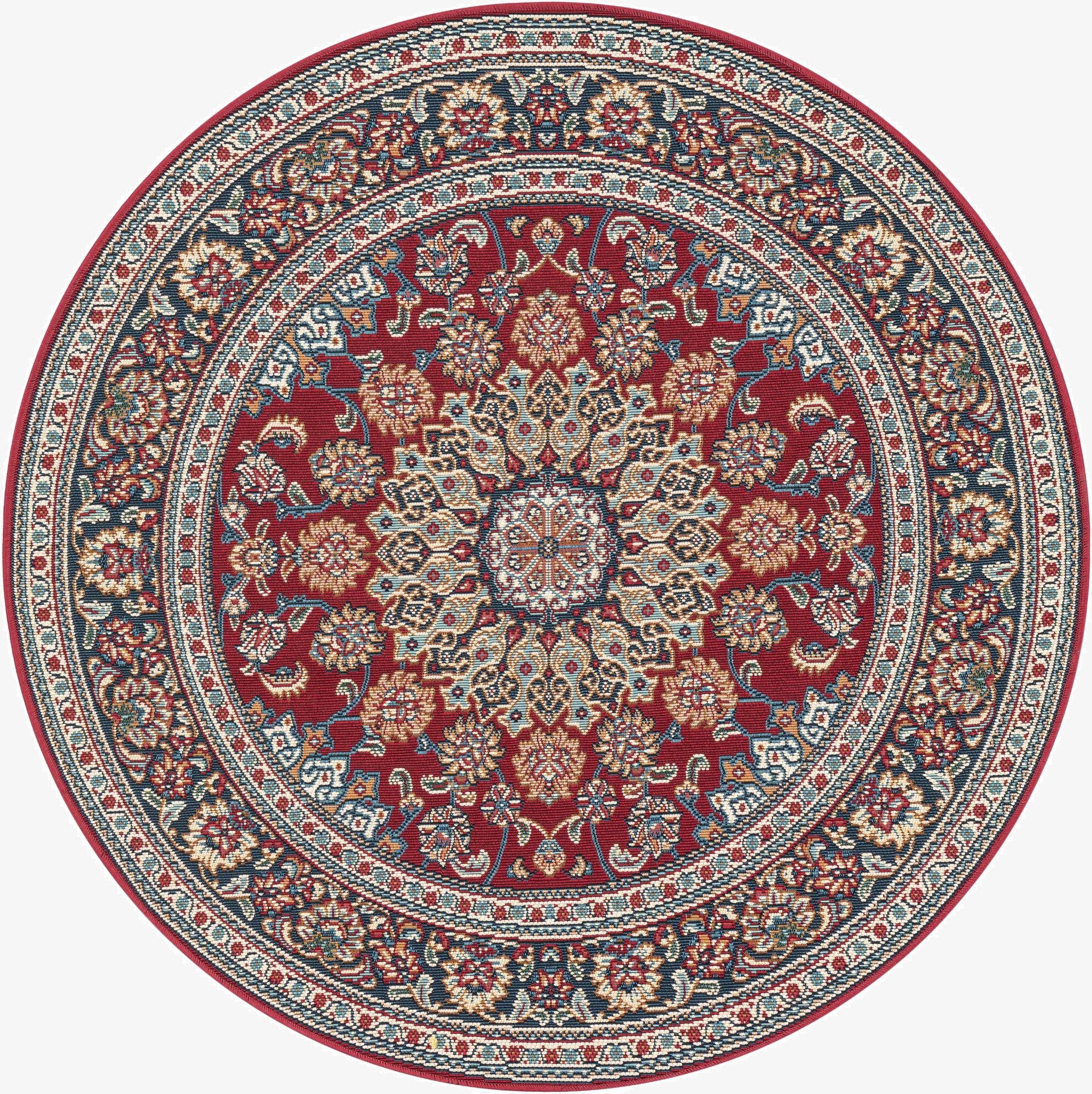 4' 1 x 4' 1  Washable Traditional Indoor / Outdoor Round Rug