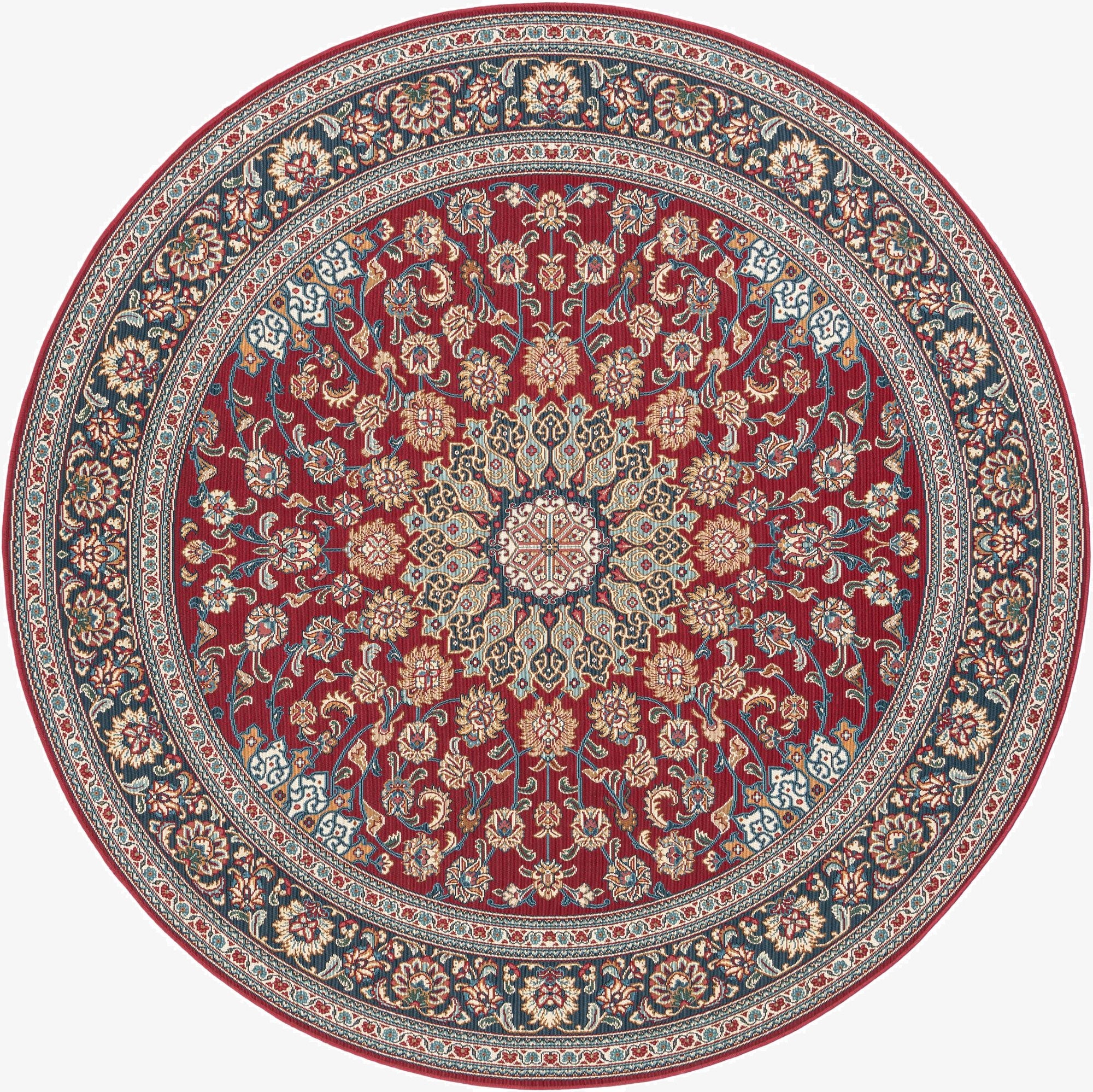 7' 10 x 7' 10  Washable Traditional Indoor / Outdoor Round Rug