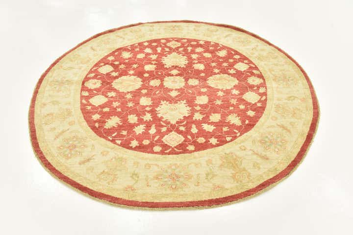 6' 6 x 6' 7 Hand Knotted Peshawar Ziegler Round Rug