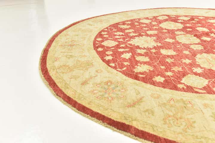 6' 6 x 6' 7 Hand Knotted Peshawar Ziegler Round Rug