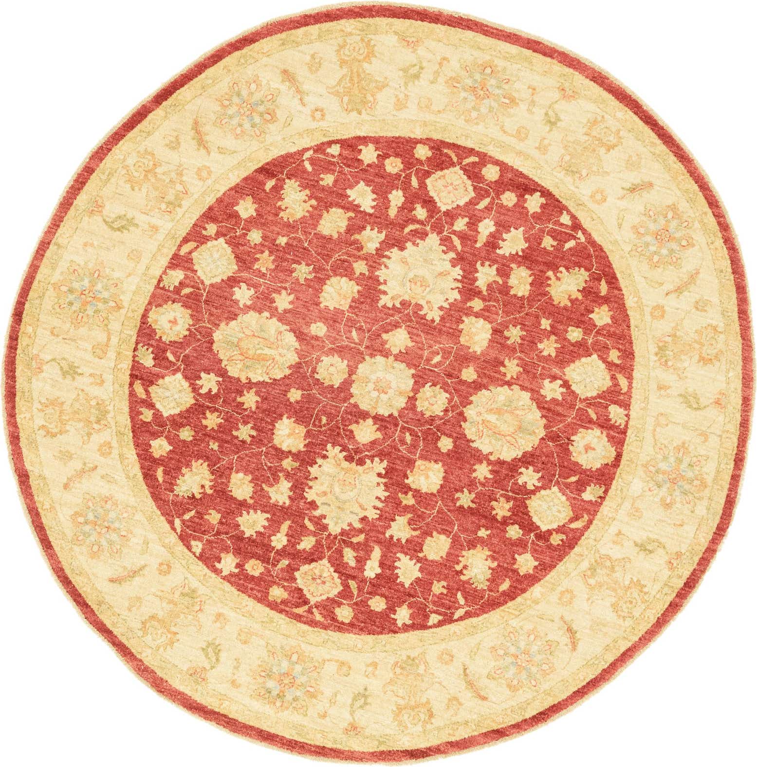 6' 6 x 6' 7 Hand Knotted Peshawar Ziegler Round Rug