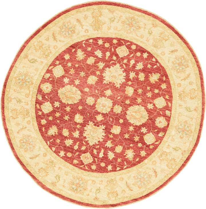 6' 6 x 6' 7 Hand Knotted Peshawar Ziegler Round Rug