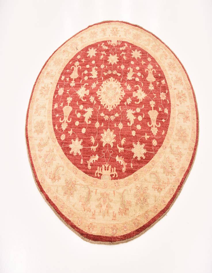Detail image of 6' 6 x 6' 7  Hand Knotted Peshawar Ziegler Round Rug