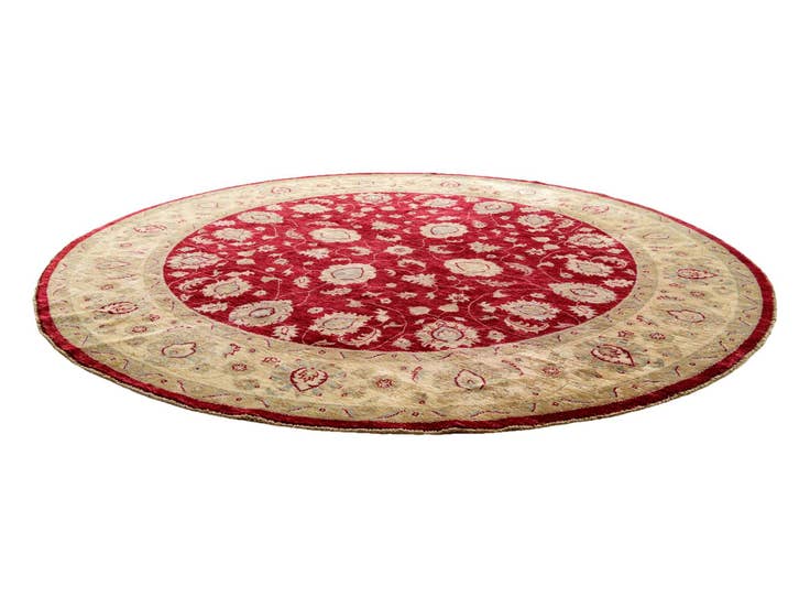 Detail image of 8' x 8' 2 Hand Knotted Peshawar Ziegler Round Rug