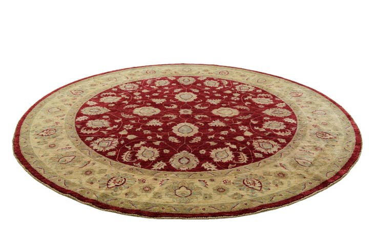 Detail image of 8' x 8' 2 Hand Knotted Peshawar Ziegler Round Rug