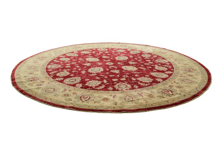 Detail image of 8' x 8' 2 Hand Knotted Peshawar Ziegler Round Rug