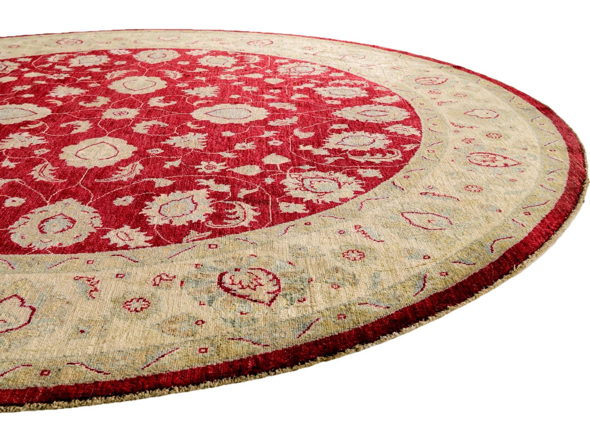 8' x 8' 2 Hand Knotted Peshawar Ziegler Round Rug