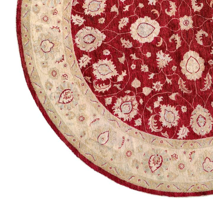 8' x 8' 2 Hand Knotted Peshawar Ziegler Round Rug