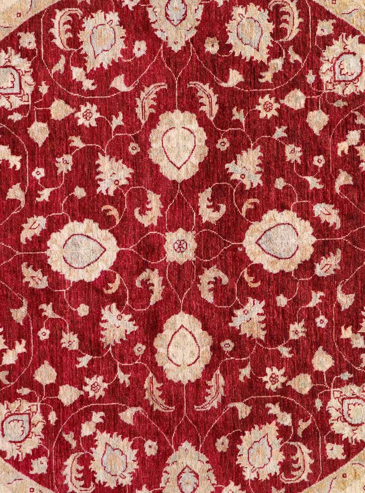 8' x 8' 2 Hand Knotted Peshawar Ziegler Round Rug