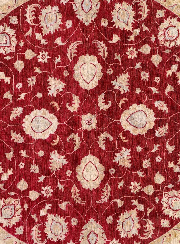 Detail image of 8' x 8' 2 Hand Knotted Peshawar Ziegler Round Rug