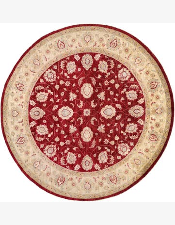 8' x 8' 2 Hand Knotted Peshawar Ziegler Round Rug