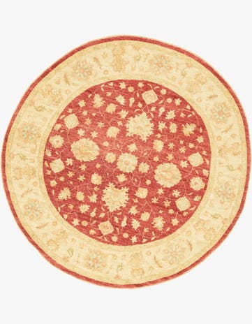 6' 6 x 6' 7 Hand Knotted Peshawar Ziegler Round Rug