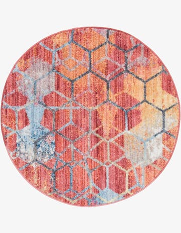 Red Prism Round Rug