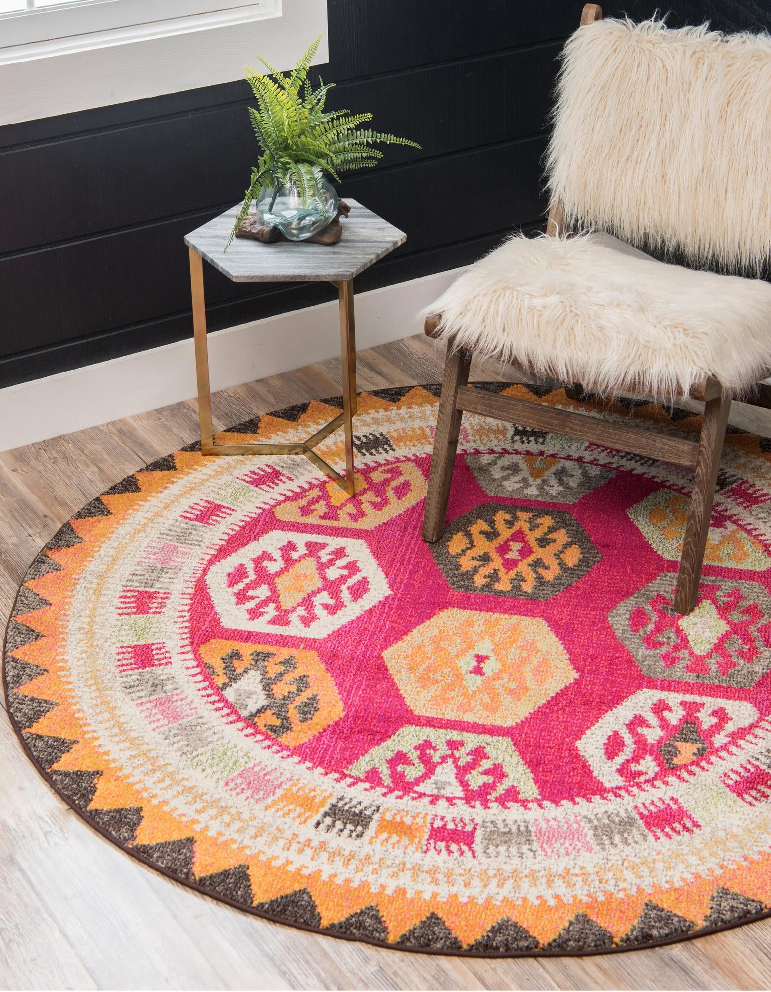 8' x 8' Washable Santa Fe Round Rug