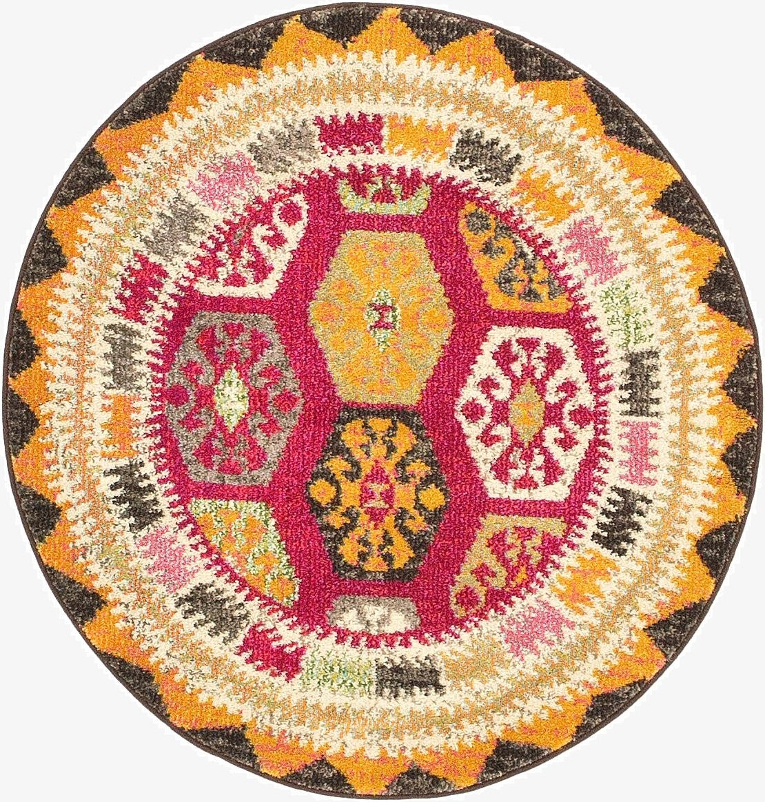3' 3 x 3' 3  Washable Santa Fe Round Rug