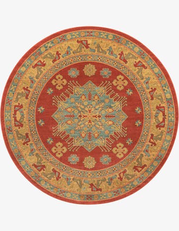 Red Serapi Round Rug