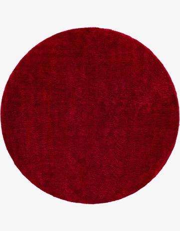 Red Solid Frieze Round Rug
