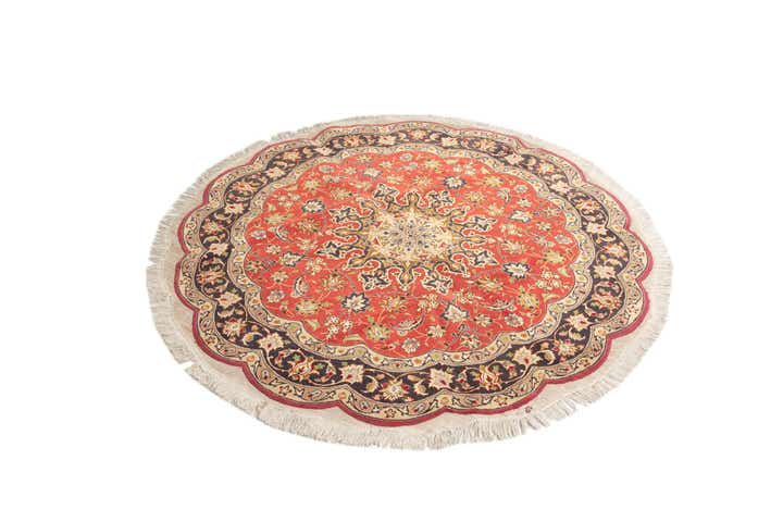 4' 6 x 4' 9 Tabriz Wool Round Rug