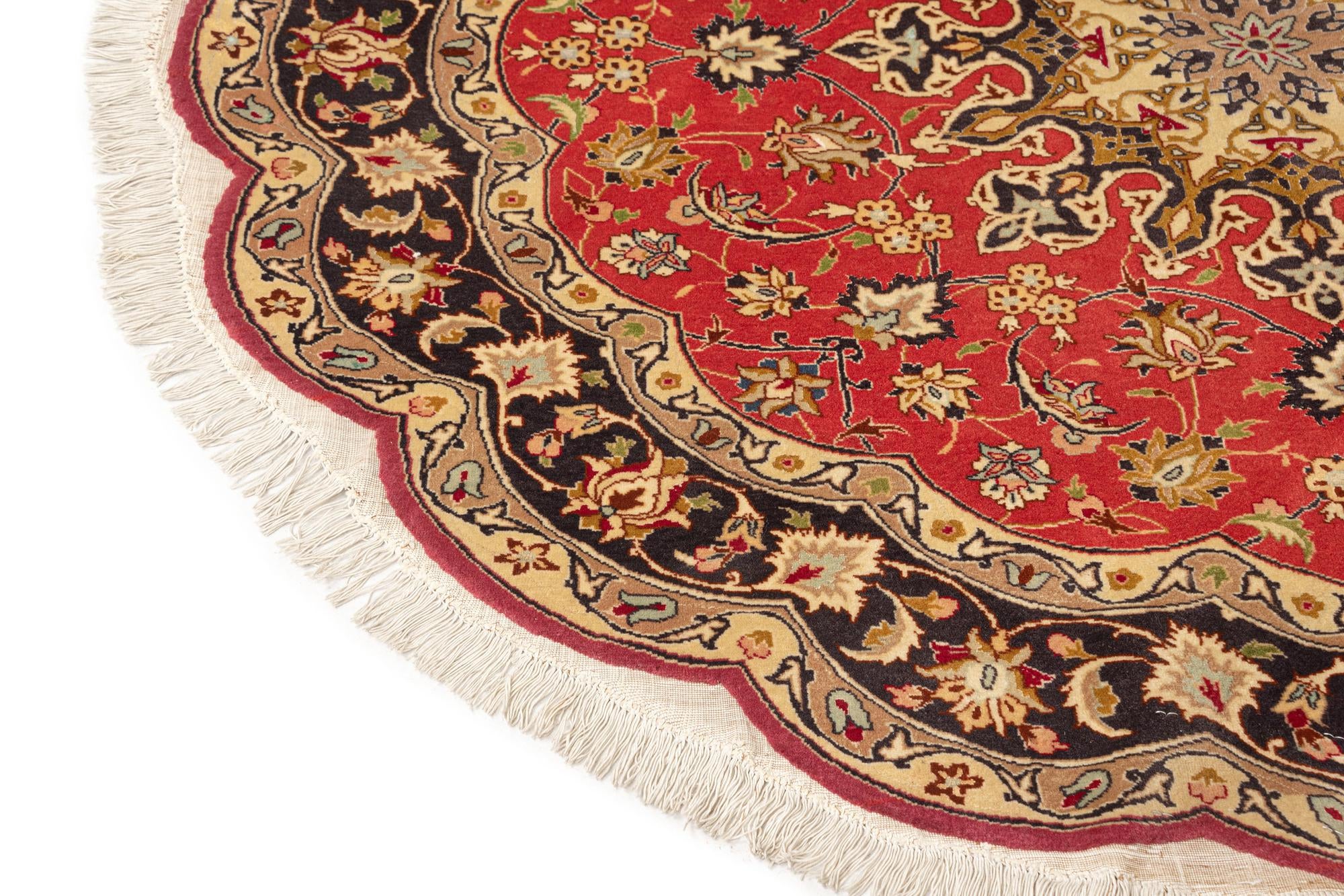 4' 6 x 4' 9 Tabriz Wool Round Rug
