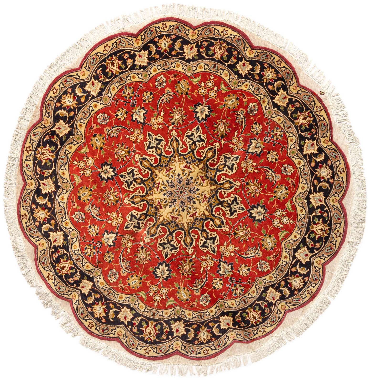 4' 6 x 4' 9 Tabriz Wool Round Rug