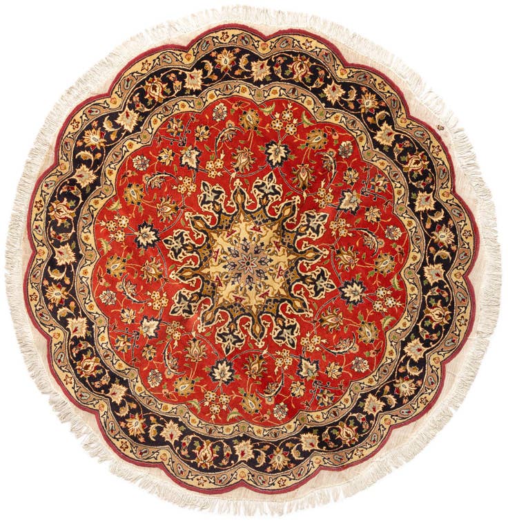 Detail image of 4' 6 x 4' 9 Tabriz Wool Round Rug