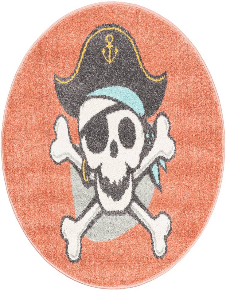 Detail image of 3' 3 x 3' 3 Pirate Whimsy Kids Round Rug