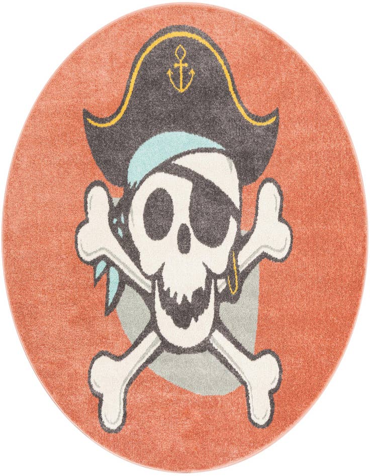 Detail image of 5' 3 x 5' 3 Pirate Whimsy Kids Round Rug