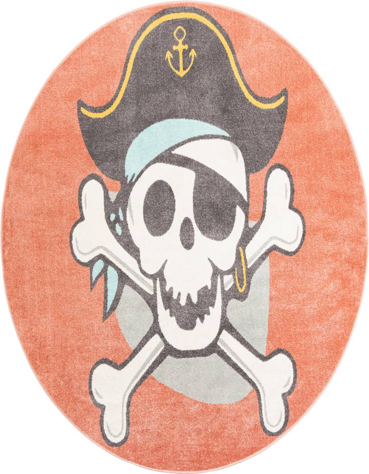 Detail image of 7' 10 x 7' 10 Pirate Whimsy Kids Round Rug