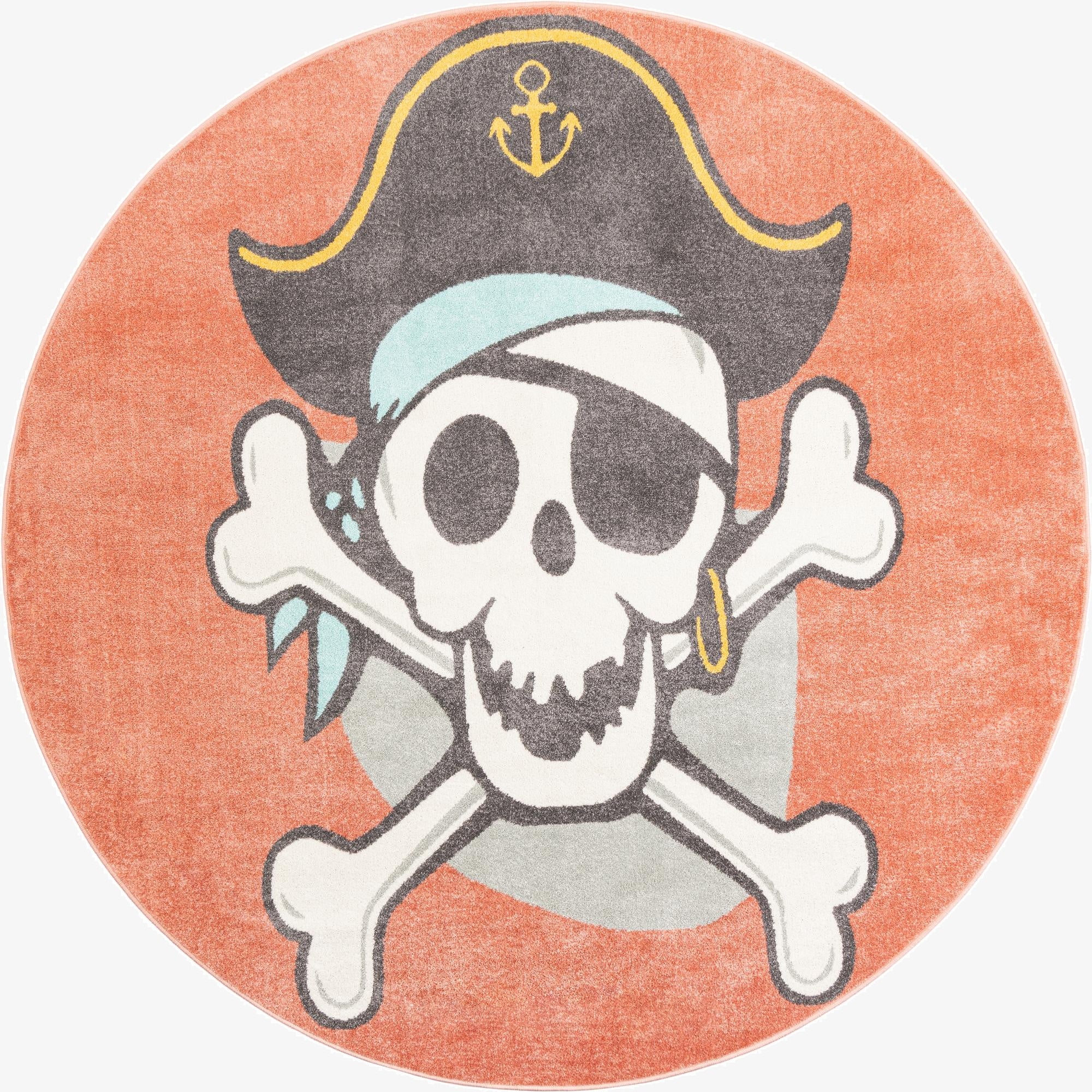 7' 10 x 7' 10 Pirate Whimsy Kids Round Rug