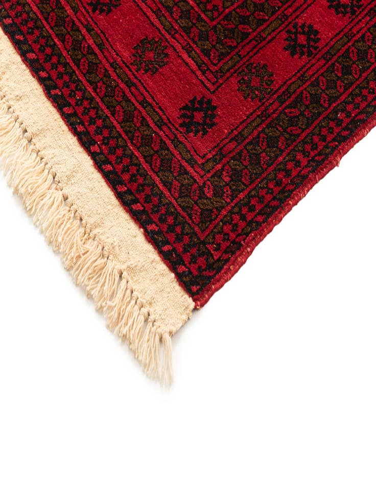 Detail image of 3' 4 x 7'  Hand Knotted Afghan Akhche Wool Runner Rug