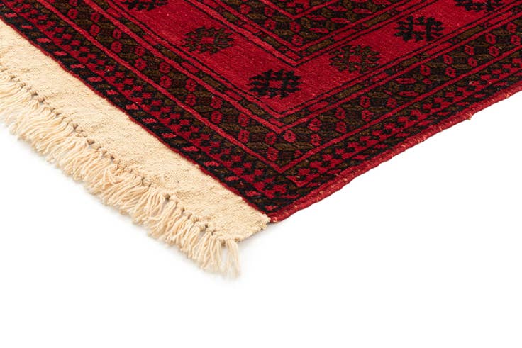 Detail image of 3' 4 x 7' Hand Knotted Afghan Akhche Wool Runner Rug