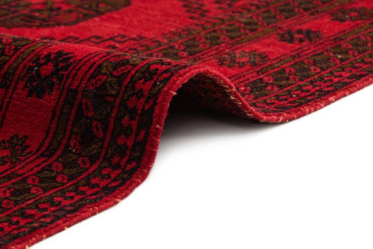 Detail image of 3' 4 x 7' Hand Knotted Afghan Akhche Wool Runner Rug