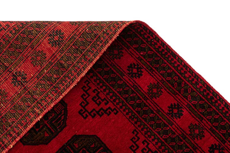 Detail image of 3' 4 x 7' Hand Knotted Afghan Akhche Wool Runner Rug