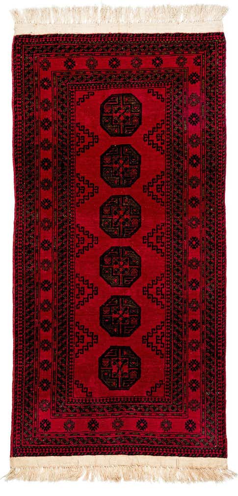3' 4 x 7' Hand Knotted Afghan Akhche Wool Runner Rug