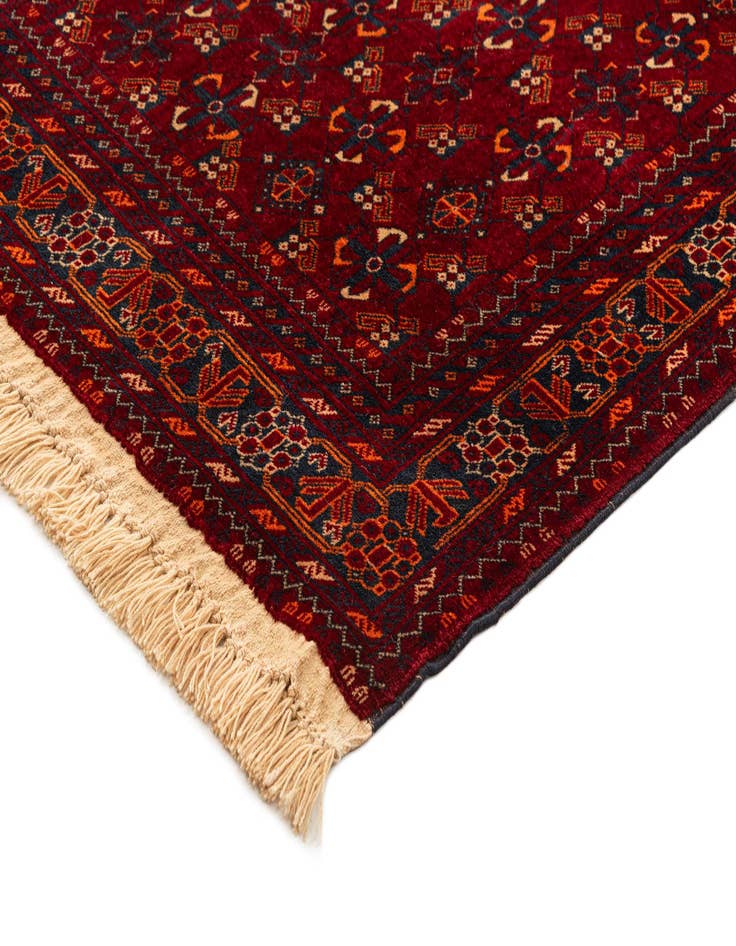 Detail image of 3' 3 x 6' 6  Hand Knotted Afghan Akhche Oriental Wool Runner Rug