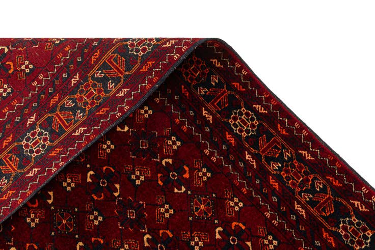 Detail image of 3' 3 x 6' 6 Hand Knotted Afghan Akhche Oriental Wool Runner Rug