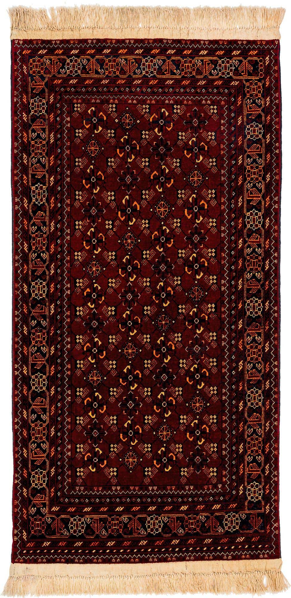3' 3 x 6' 6 Hand Knotted Afghan Akhche Oriental Wool Runner Rug
