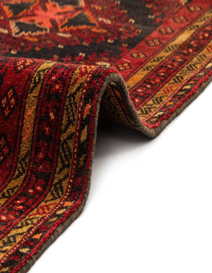 Detail image of 3' 4 x 7' Hand Knotted Afghan Akhche Wool Runner Rug