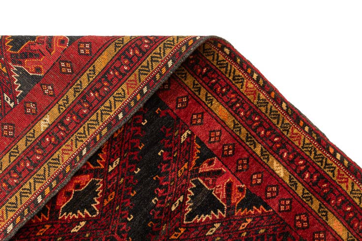 Detail image of 3' 4 x 7' Hand Knotted Afghan Akhche Wool Runner Rug