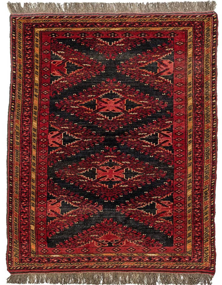 Detail image of 3' 4 x 7' Hand Knotted Afghan Akhche Wool Runner Rug