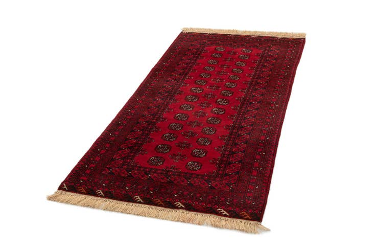 Detail image of 3' 3 x 6' 10 Hand Knotted Afghan Akhche Wool Runner Rug