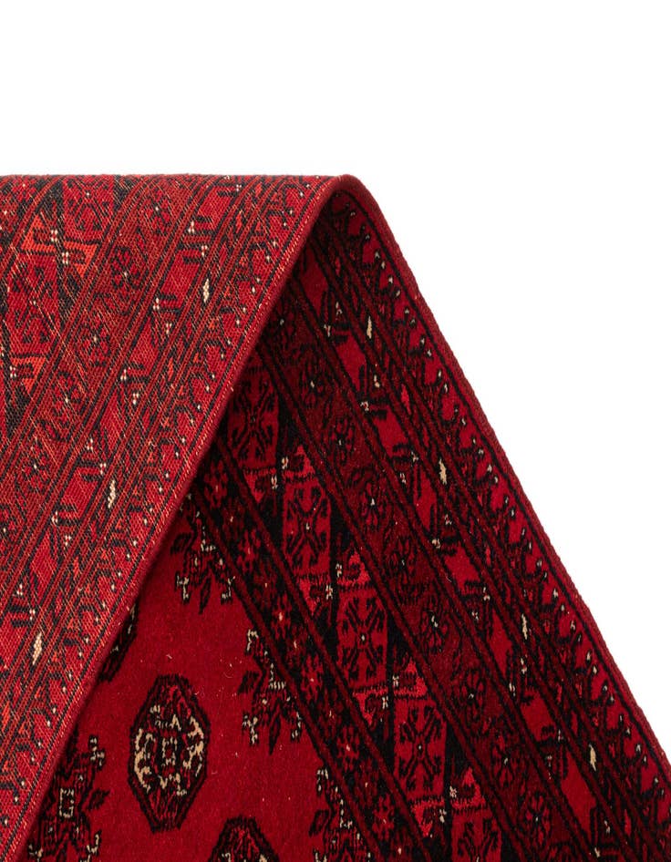 Detail image of 3' 3 x 6' 10  Hand Knotted Afghan Akhche Wool Runner Rug