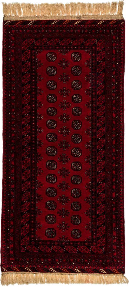 Detail image of 3' 3 x 6' 10 Hand Knotted Afghan Akhche Wool Runner Rug