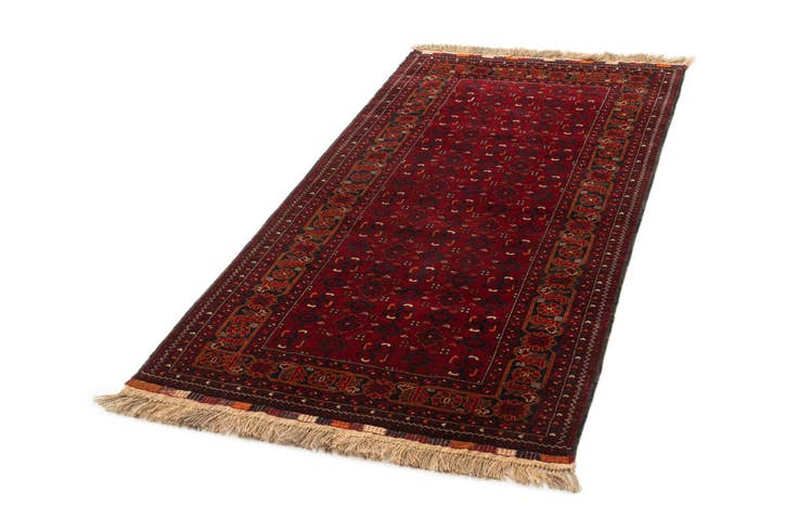 Detail image of 105cm x 210cm Hand Knotted Afghan Akhche Wool Runner Rug