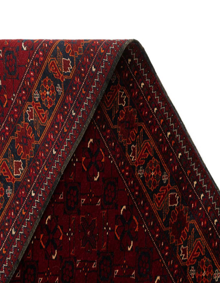 Detail image of 3' 6 x 6' 10  Hand Knotted Afghan Akhche Wool Runner Rug