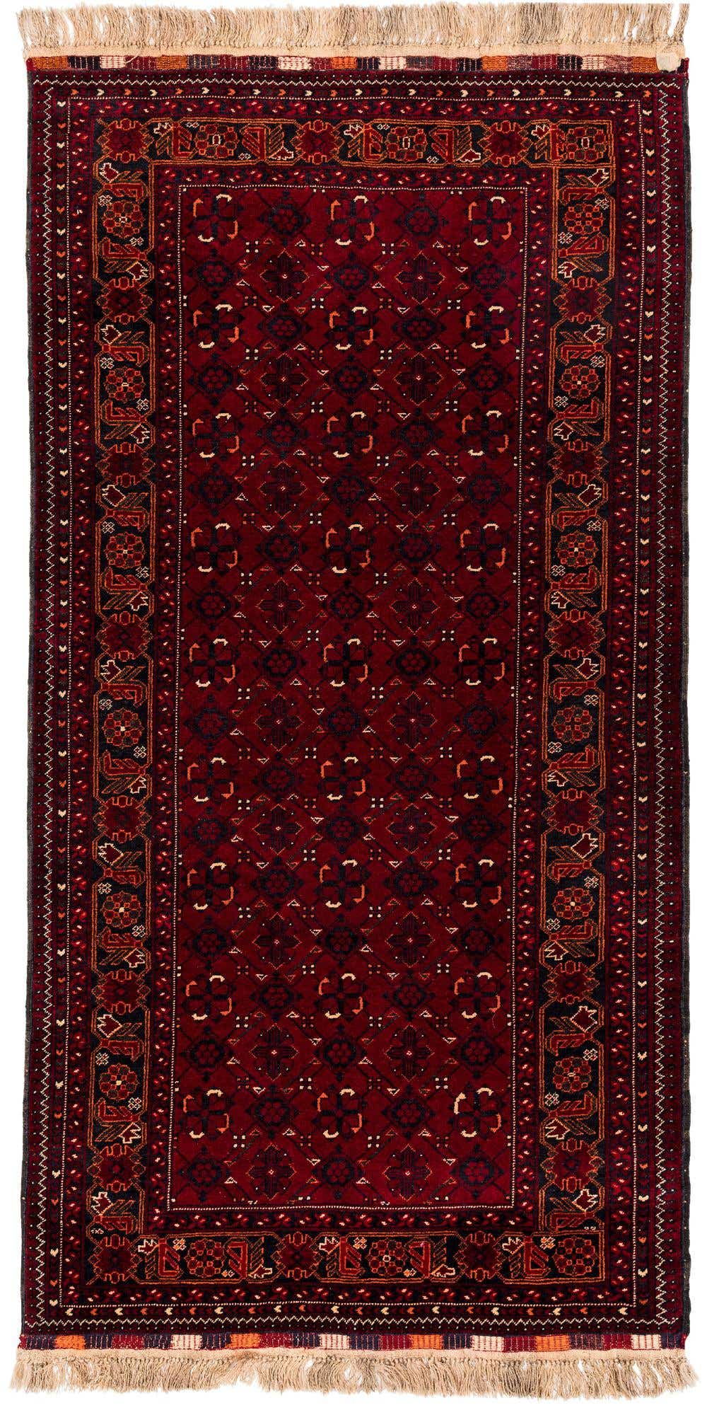 105cm x 210cm Hand Knotted Afghan Akhche Wool Runner Rug