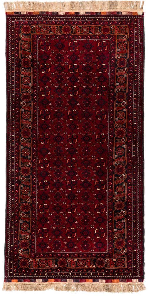 105cm x 210cm Hand Knotted Afghan Akhche Wool Runner Rug