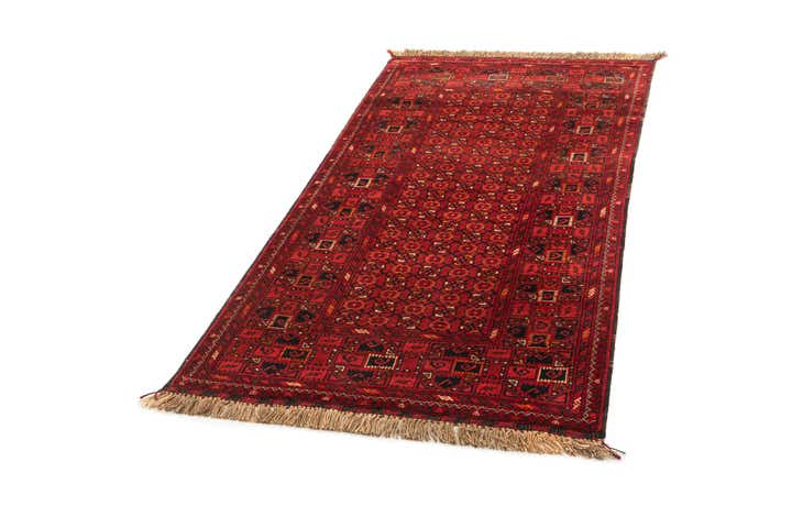 3' 3 x 6' 5 Hand Knotted Afghan Akhche Wool Runner Rug