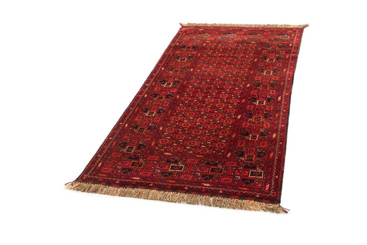 Detail image of 3' 3 x 6' 5 Hand Knotted Afghan Akhche Wool Runner Rug